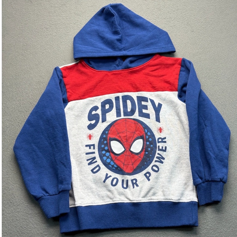 Marvel Spiderman Boys Hoodie‎ Blue Red Colorblock Spidey Find Your Power Size 6